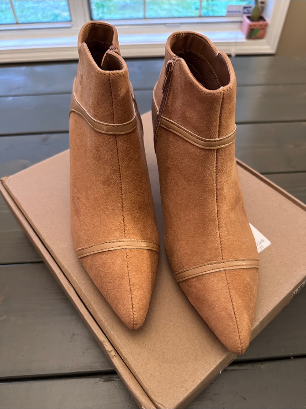 Journee Collection Embrie Faux Suede Pointed Toe Ankle Booties Tan 8.5